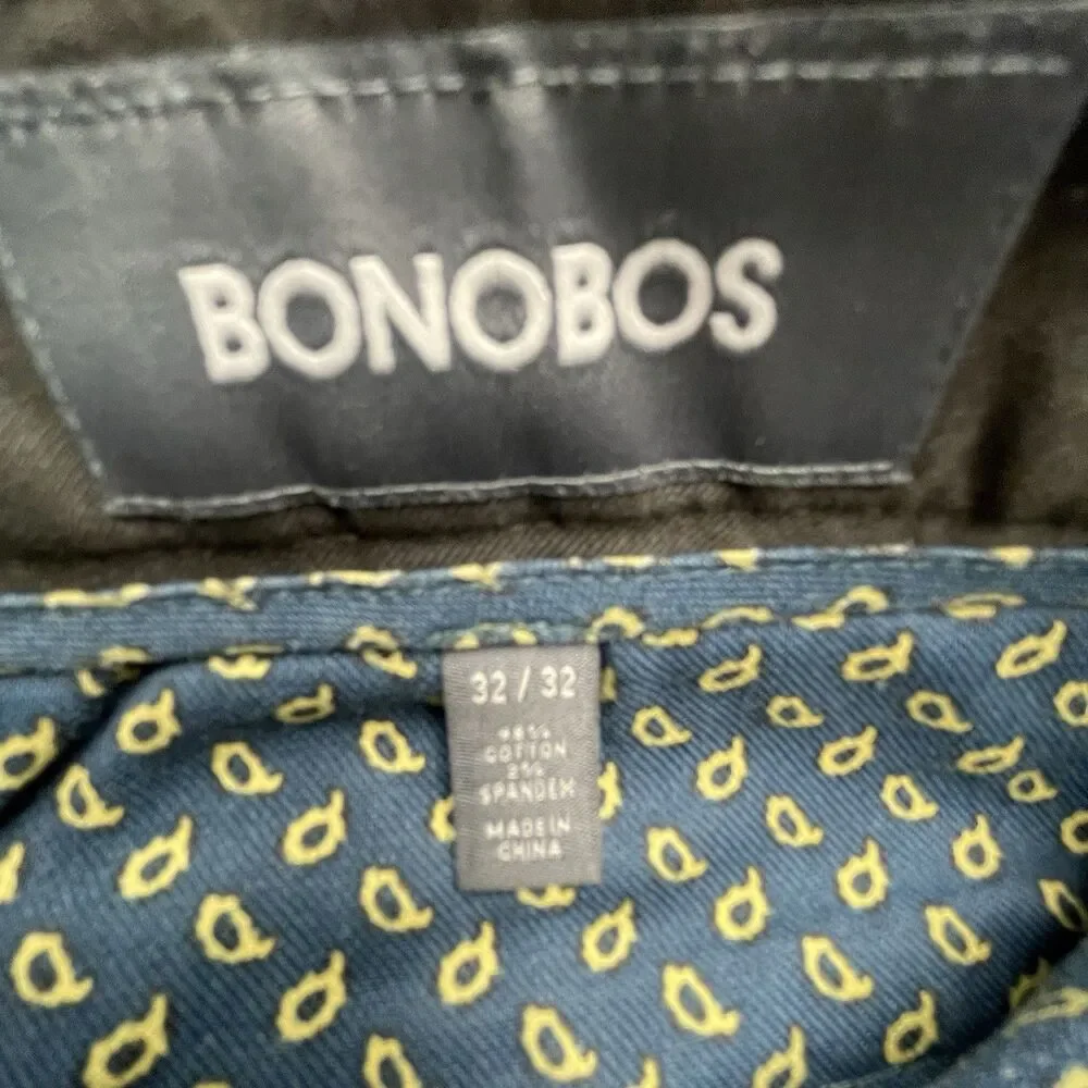 Bonobos Athletic Pants Dark Brown Straight Leg Cotton Chino Men's Size 32x32